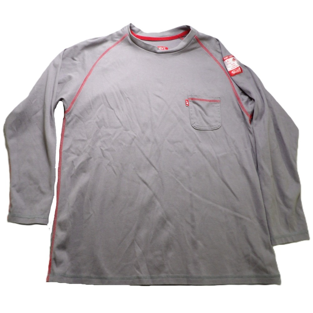 Portwest Bizflame FR Long Sleeve Pocket T Shirt Men XL Gray Flame Resistant Arc2
